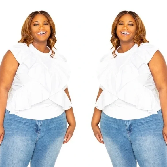 Butterfly Ruffle Top-LAST ONE - Picture 2 of 2